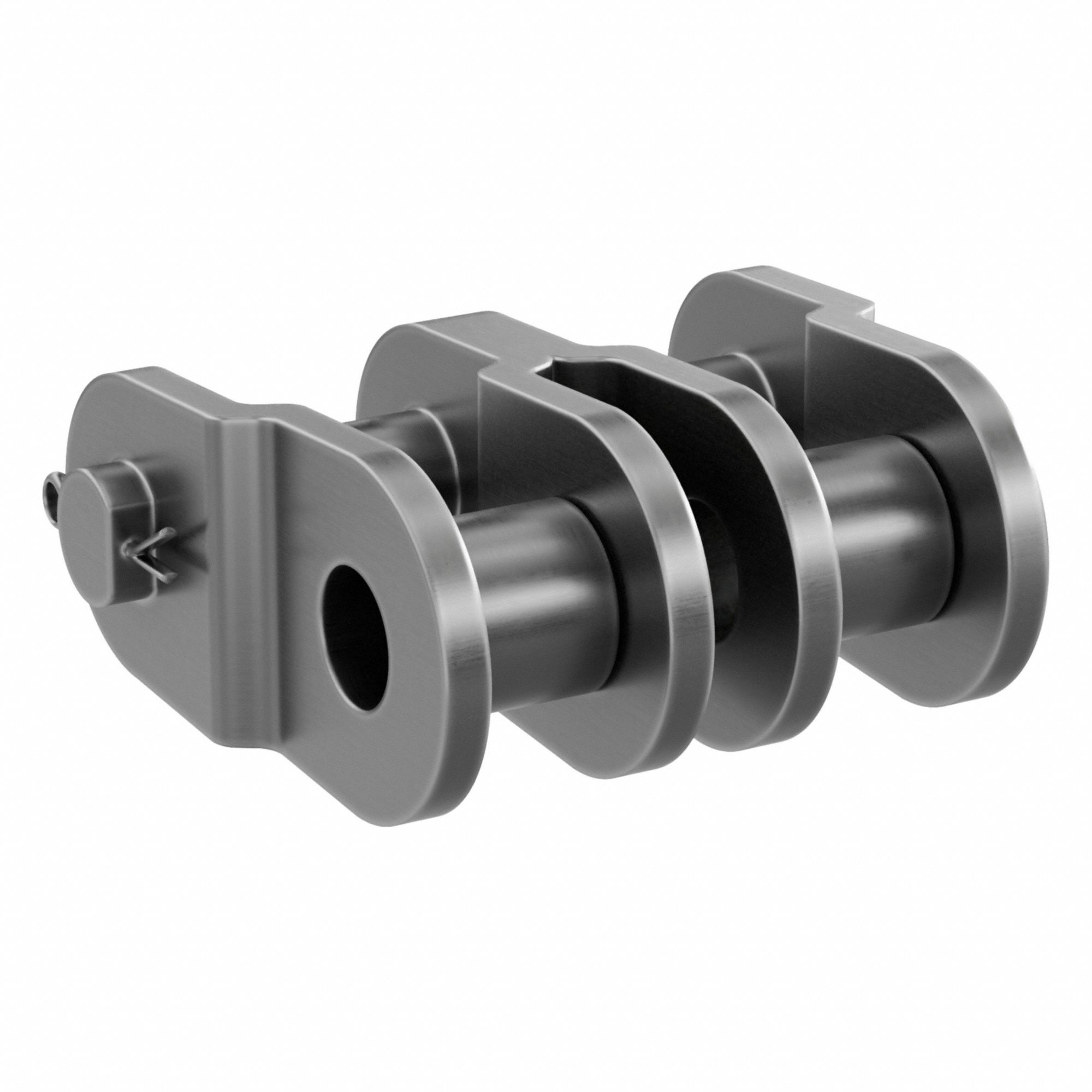 Roller Attachment Link: For Std Roller Chains, 25, Double Strand, 1/4 in Pitch, Steel, Plain