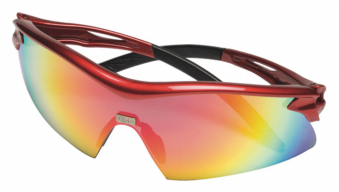 MSA Lentes de Seguridad Racer Rojo Espejado Antiempa ante