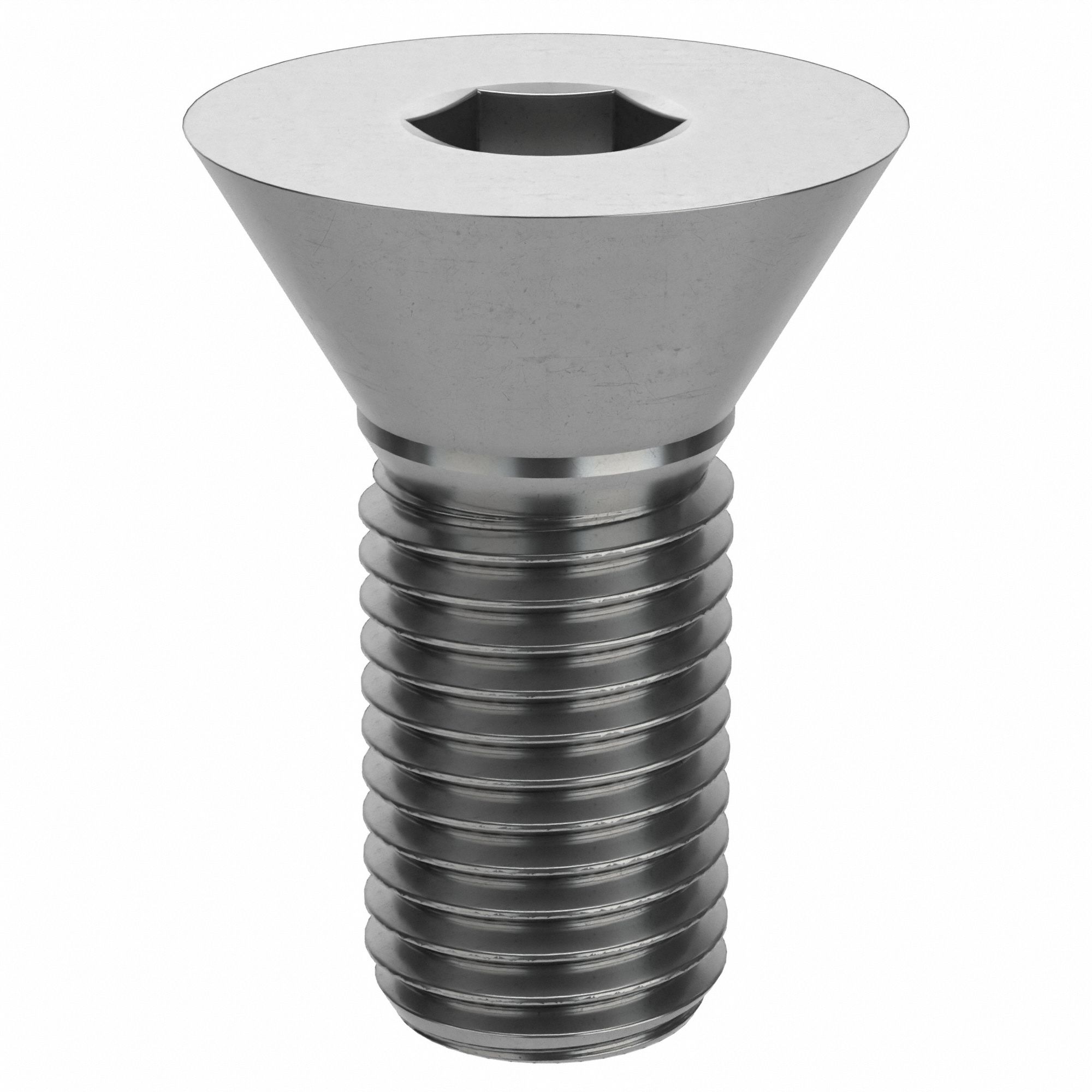 Socket Flat Head Screw: M16x2.00 Thread Size, 40 mm Lg, Flat, Plain, Stainless Steel, 18-8, 10 PK