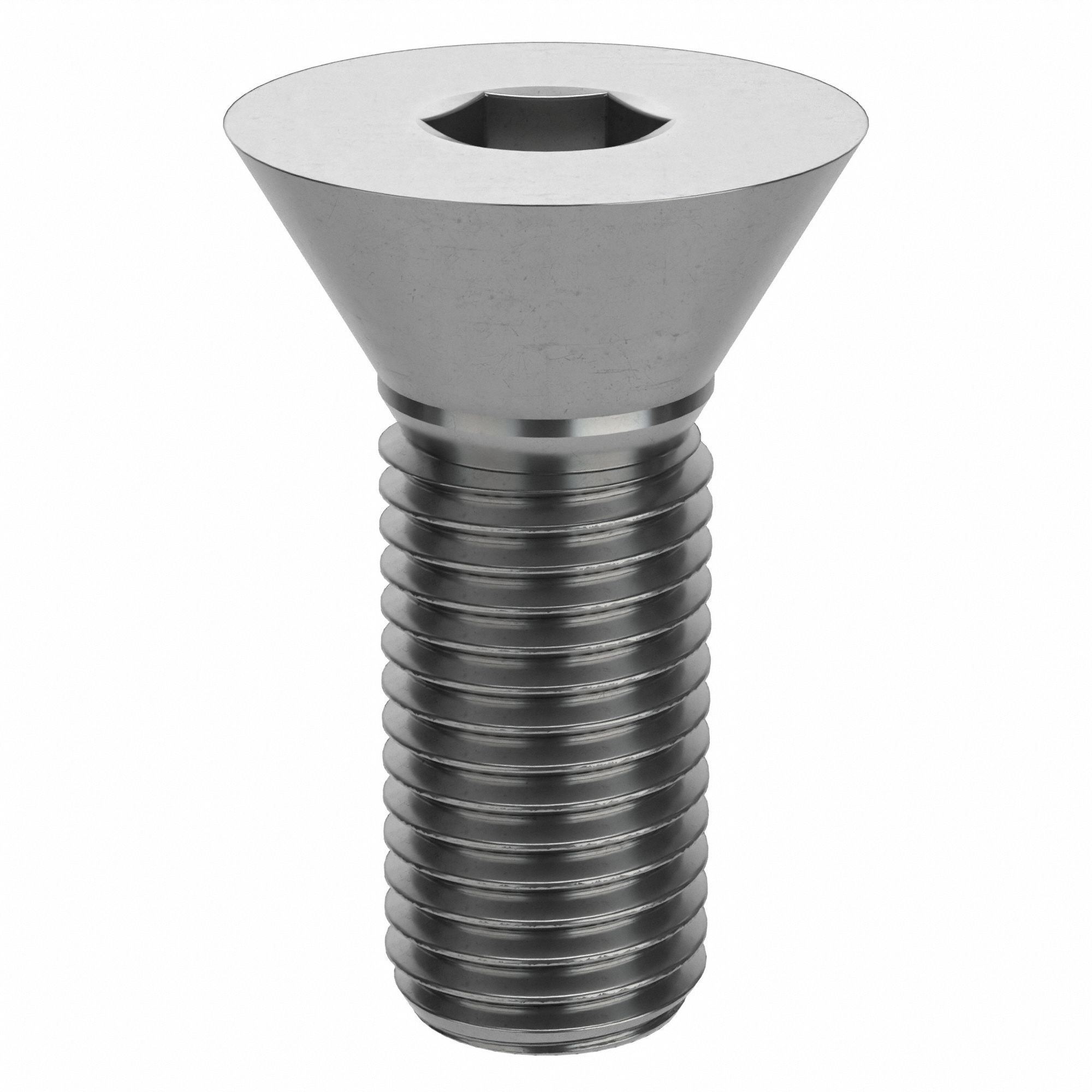 Socket Flat Head Screw: M16x2.00 Thread Size, 45 mm Lg, Flat, Plain, Stainless Steel, 18-8, 10 PK