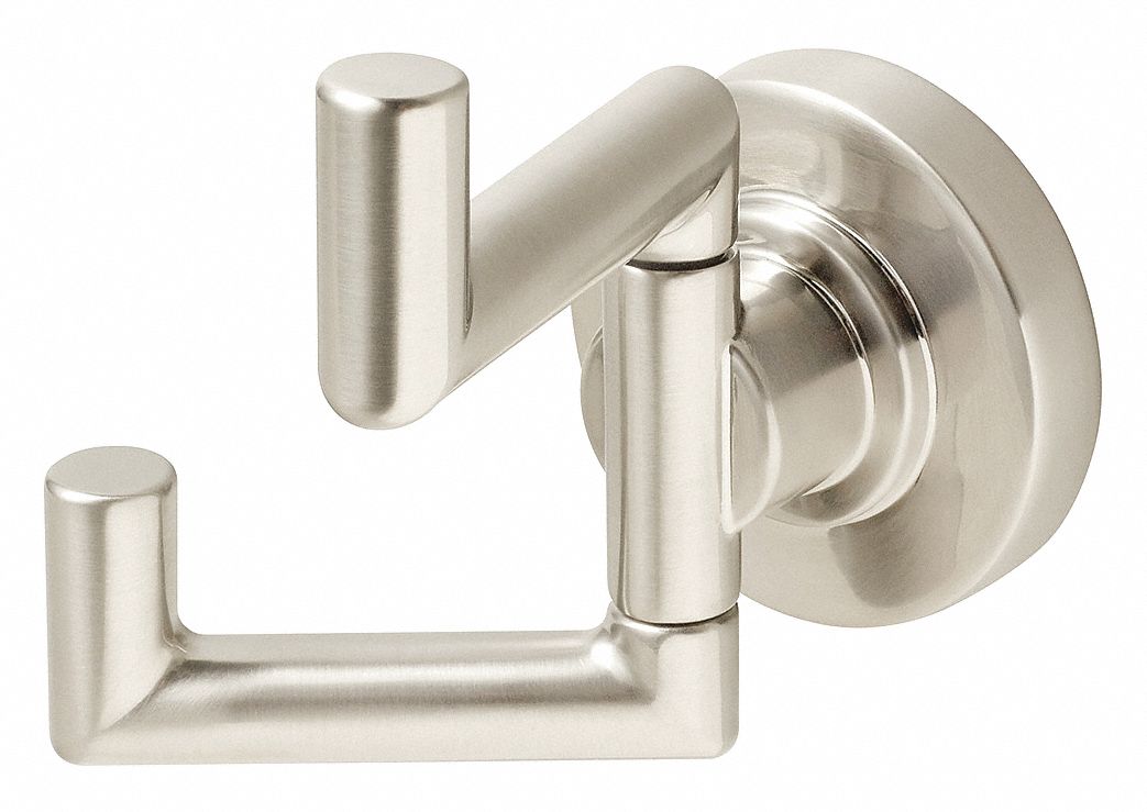 Double Point Hook, Brushed Nickel