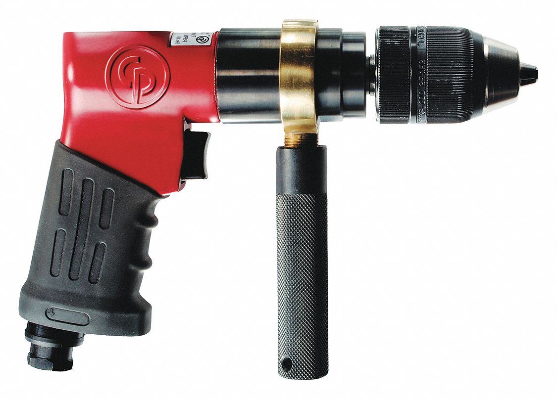 AIR DRILL, KEYLESS, 1/2 IN CHUCK, 800 RPM