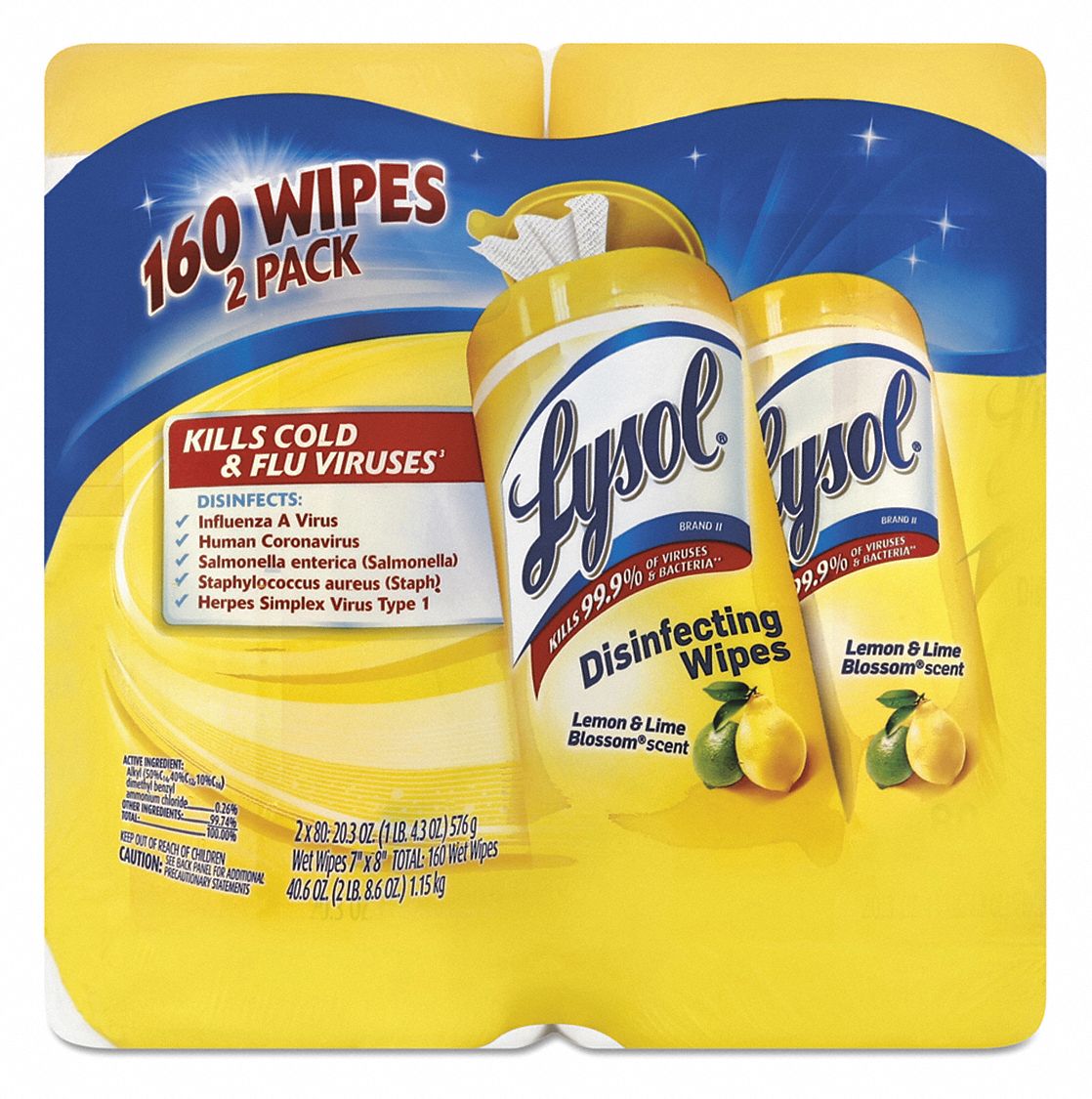 LYSOL, (2) 80 ct Container Size, Lemon and Lime Blossom, Disinfecting