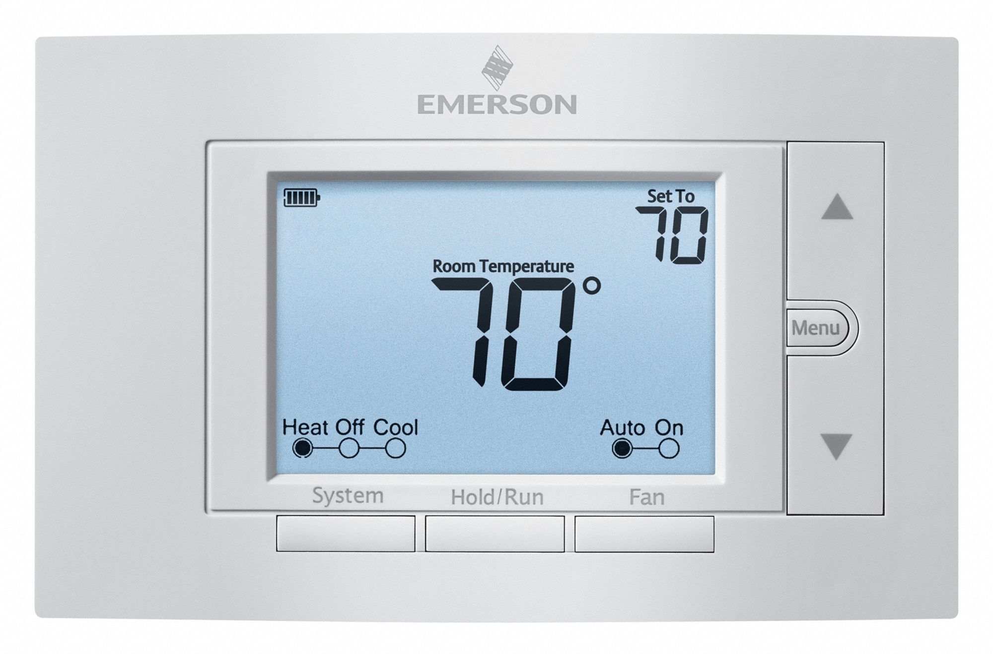 Low Voltage Thermostat: Heat and Cool, Auto, Auto, Auto, Auto/Auto, Horizontal, Rectangle