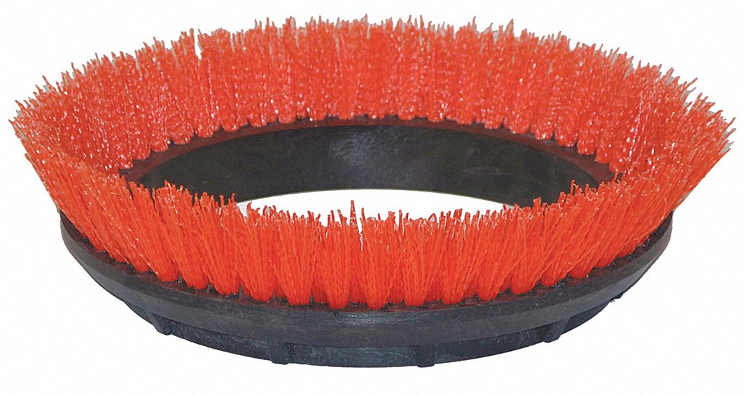 Scrubbing Rotary Brush: Round, 12 in Brush Dia, For Machine Size 12 in, Orange