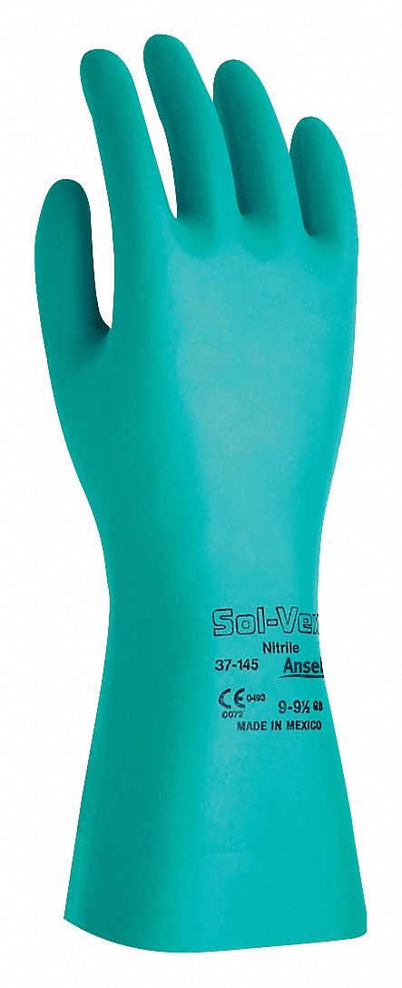 SOL-VEX CHEMICAL RESISTANT GLOVES, 11 MIL, 13 IN LENGTH, SIZE 9, GREEN, 144 PK