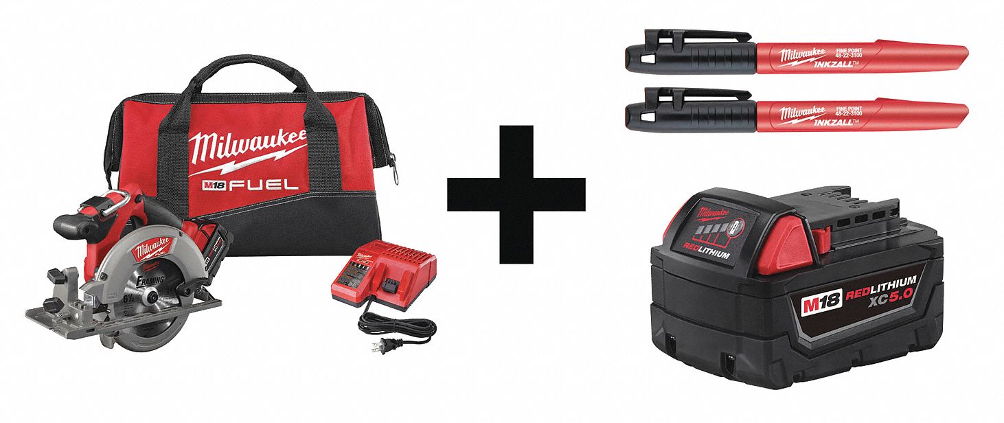 MILWAUKEE Cordless Circular Saw Kit, 6 1/2 in Blade Dia., Left Blade Side 42UA1542UA15 Grainger
