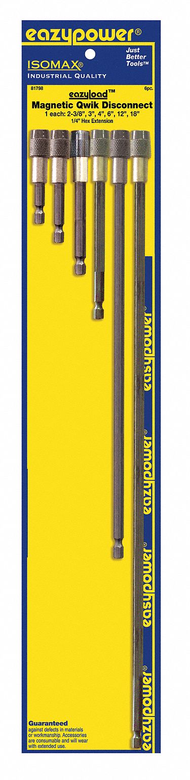 Bit Holder: Bit Holder, Power, 1/4 in Compatible Bit Size, Not Impact Rated, 6 PK