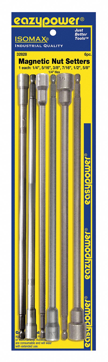 Nutsetter Set: Nutsetter Set, Imperial, 1/4 in_5/8 in Fastening Size, Hex, 7 PK