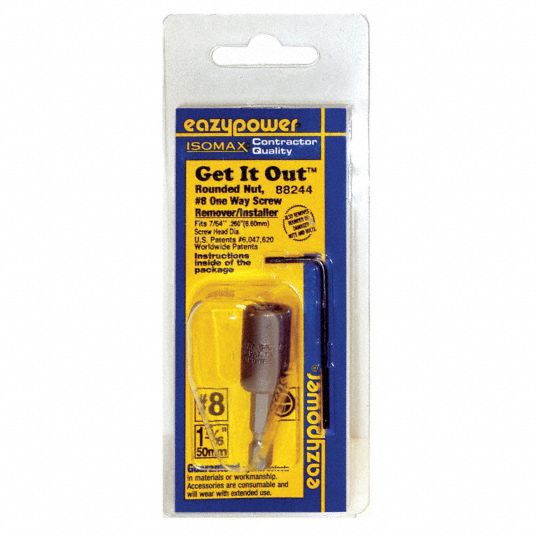 EAZYPOWER OneWay Screw Remover Screwdriver, Tip Size 8, OneWay Screw