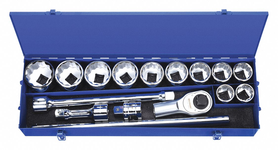 SOCKET WRENCH SET,SAE,1 IN. DR,17 PC