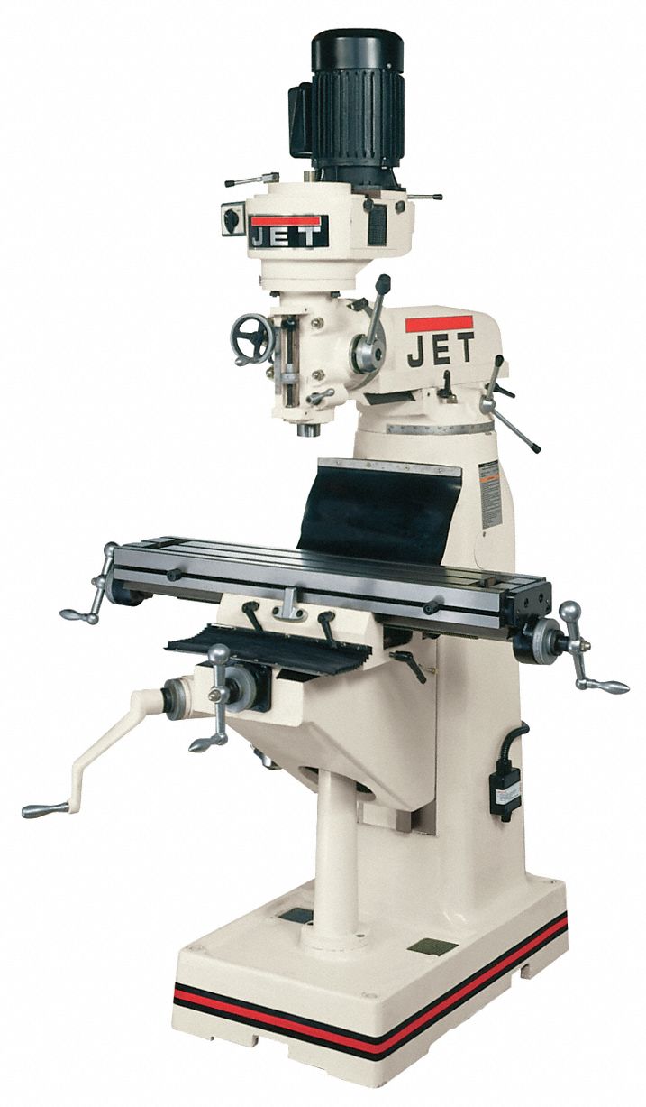 JET Knee/Column Milling Machine 7 7/8 in Table Lg, 35 3/4 in Table Wd