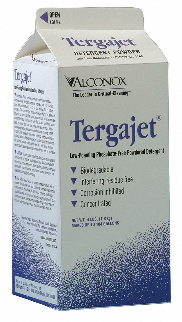 Detergent: 25 lb Container Size, Powder, 11.5 pH Max pH Level, Unscented, Dispenser Box