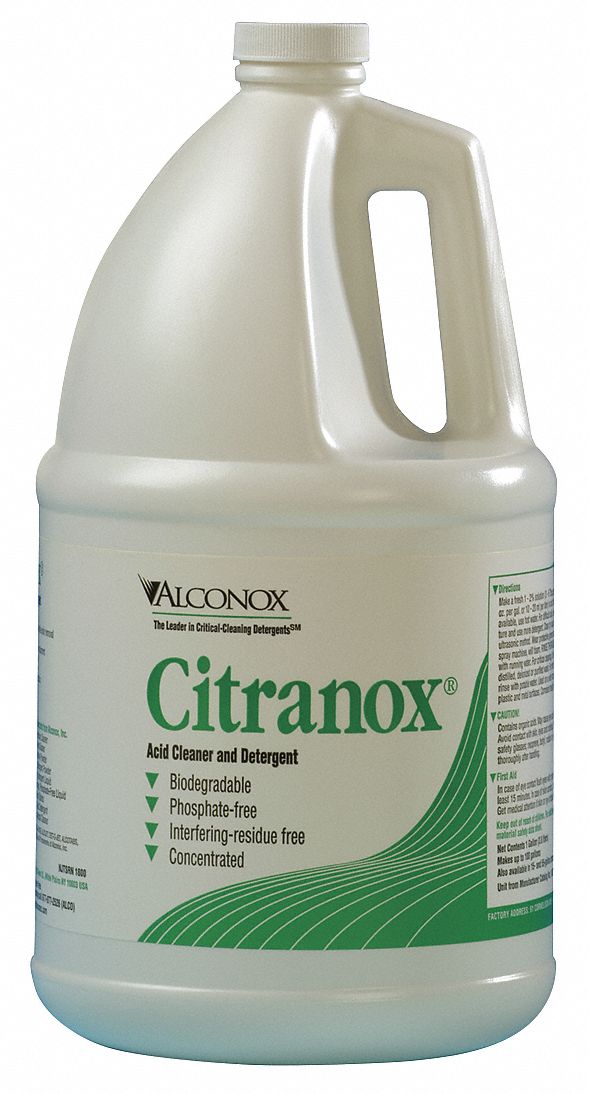 Detergent: 1 gal Size, Clear, Bottle, Organic Acids and Builders/Surfactants, 4 PK