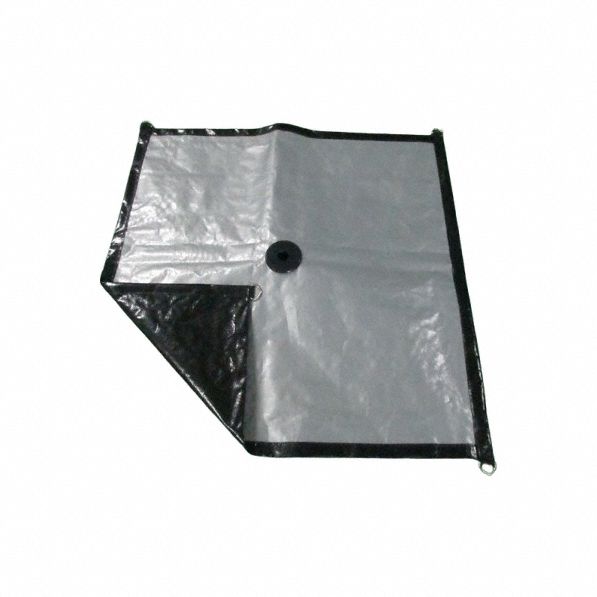 Leak Diverter Tarp: 10 ft Lg, 5 ft Wd, Polyethylene, Black/Silver