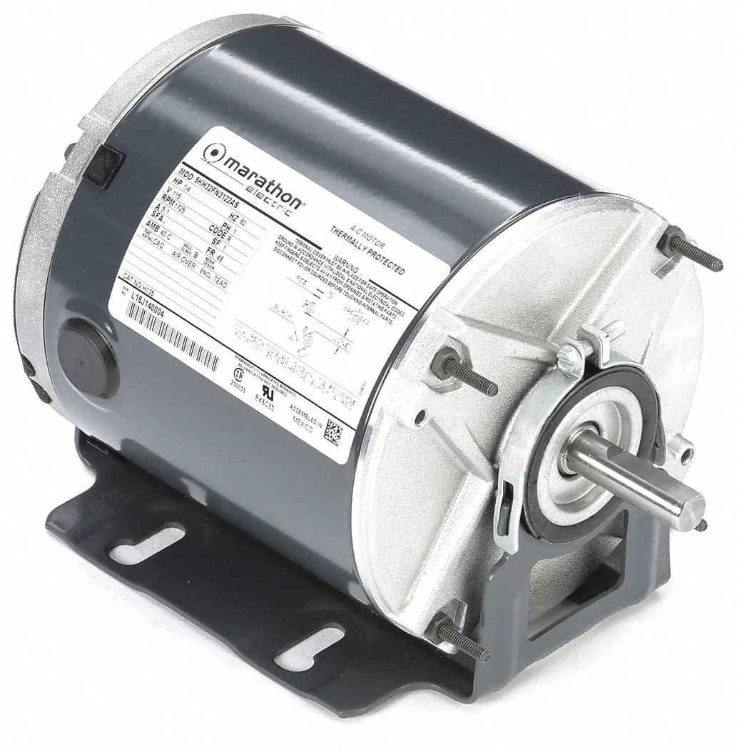 AGRICULTURAL FAN MOTOR, 1/4, 1,725 NAMEPLATE RPM, 115 V AC, 48, AUTO, FLAT