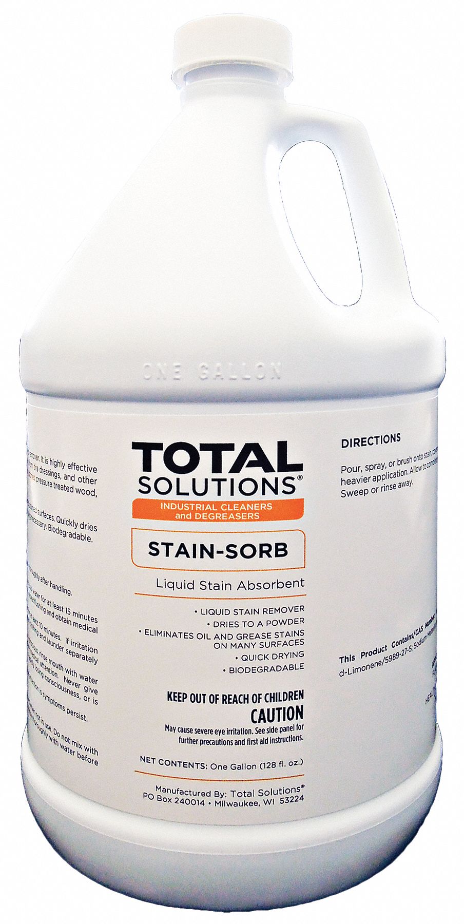 Stain Absorbent: Jug, 1 gal Container Size, Ready to Use, Liquid