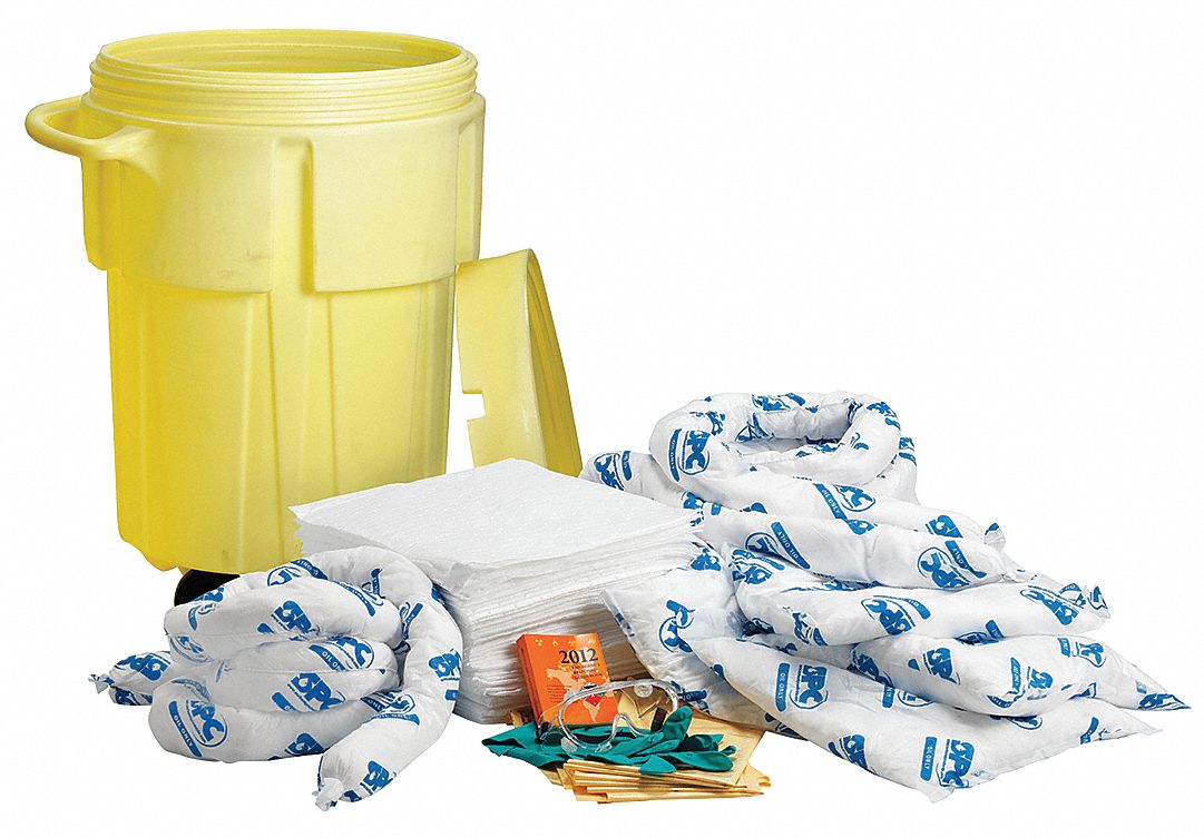 Spill Kit: 38 gal Volume Absorbed Per Kit, (1) Pr Goggles/(1) Pr Nitrile Gloves