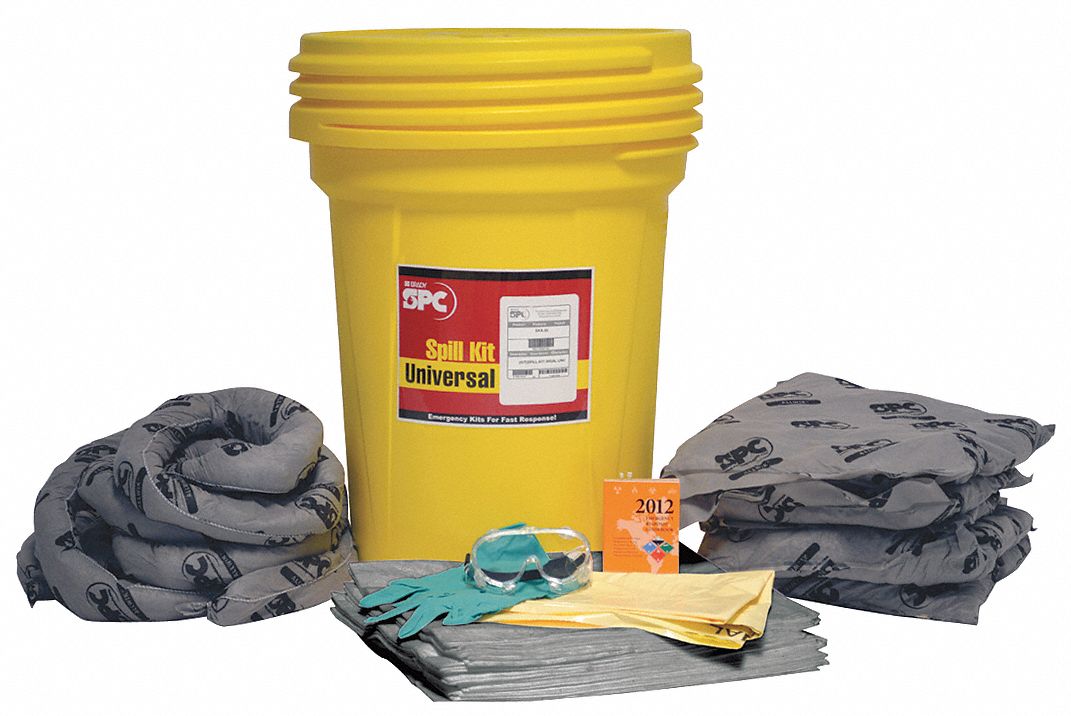 SPILL KIT, 36 GALLON ABSORBED PER KIT, GOGGLES/NITRILE GLOVES, YELLOW