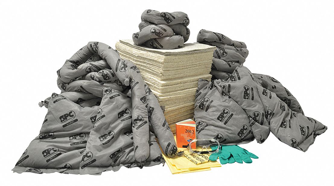 Spill Kit Refill: 95 gal Volume Absorbed Per Kit, (10) Disposal Bags/Handbook