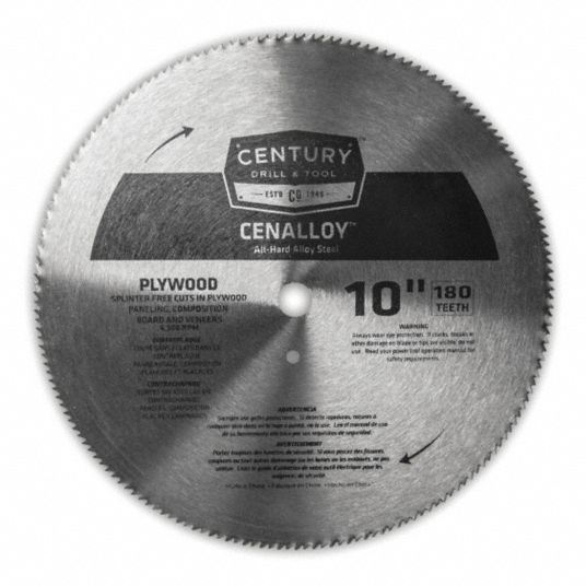 CENTURY DRILL AND TOOL Plywood Circular Saw Blade 10 in., 180T - 42YZ32 ...