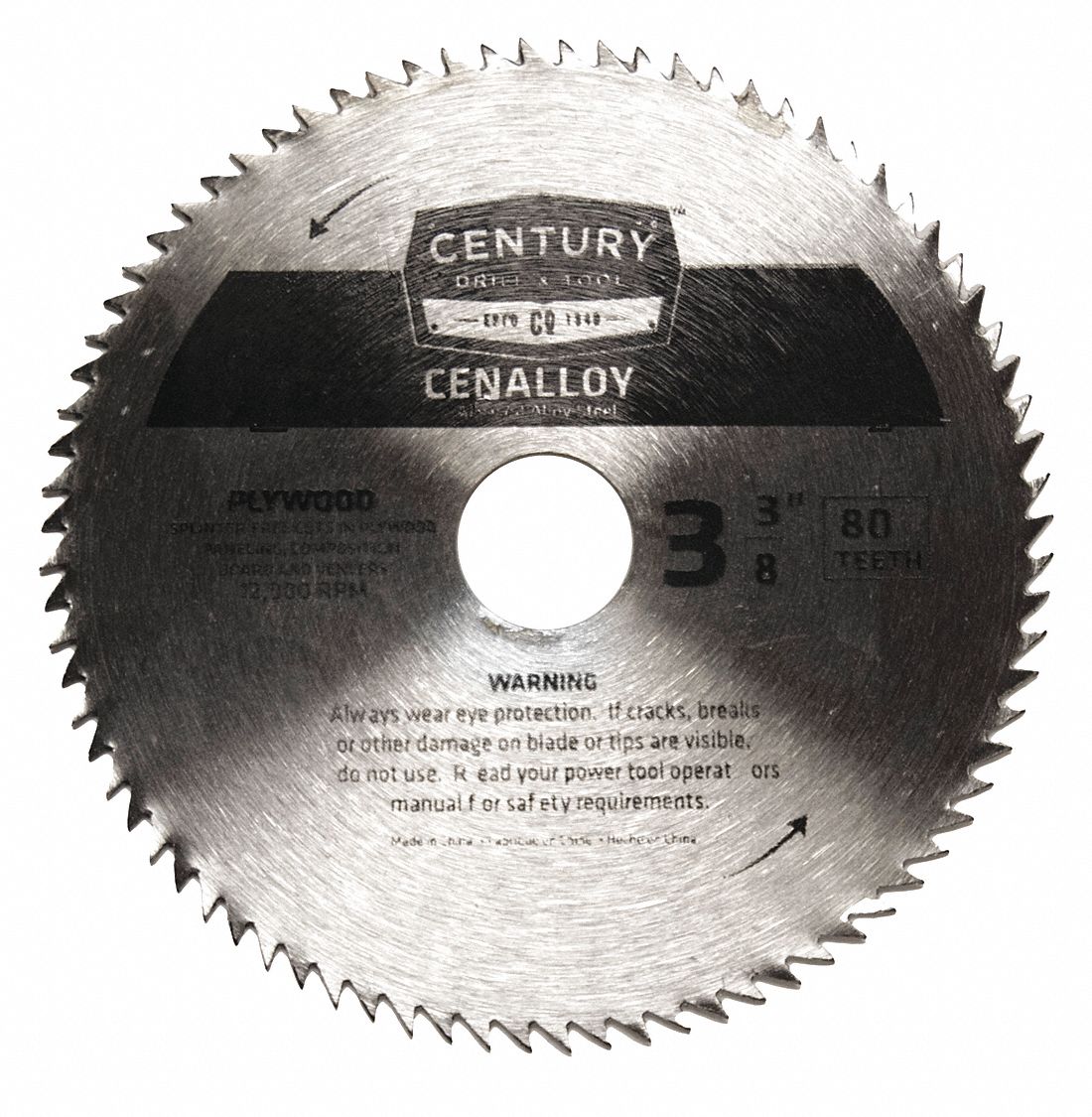 CENTURY DRILL AND TOOL Plywood Circular Saw Blade, 33/8 in., 80T 42YZ3308236 Grainger
