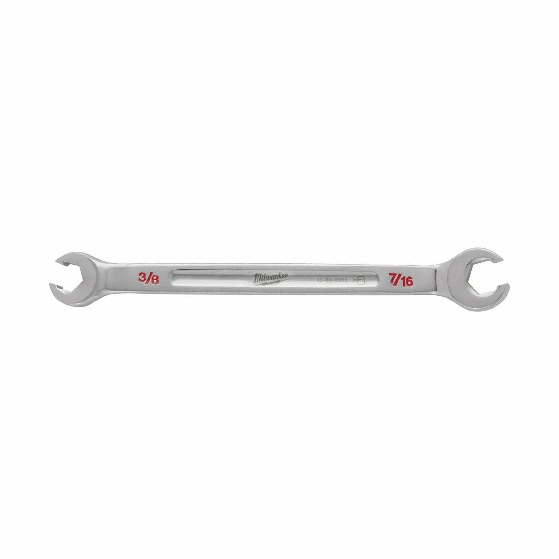 Flare Nut Wrench: Chrome Vanadium Steel, Chrome, 3/8 in_7/16 in Head Size