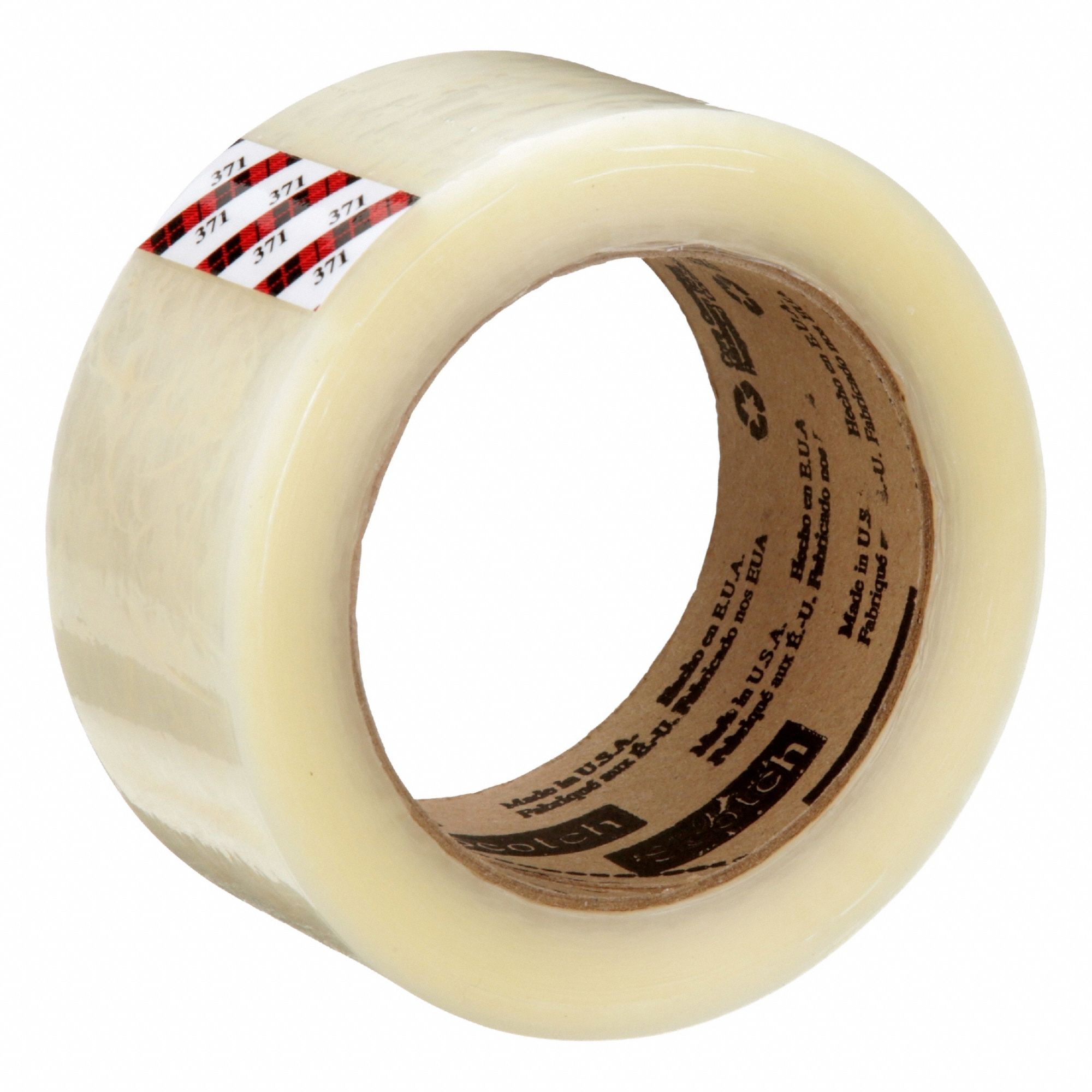Carton Sealing Tape: 1.8 mil Tape Thick, 2 in x 110 yd, 371, 36 PK