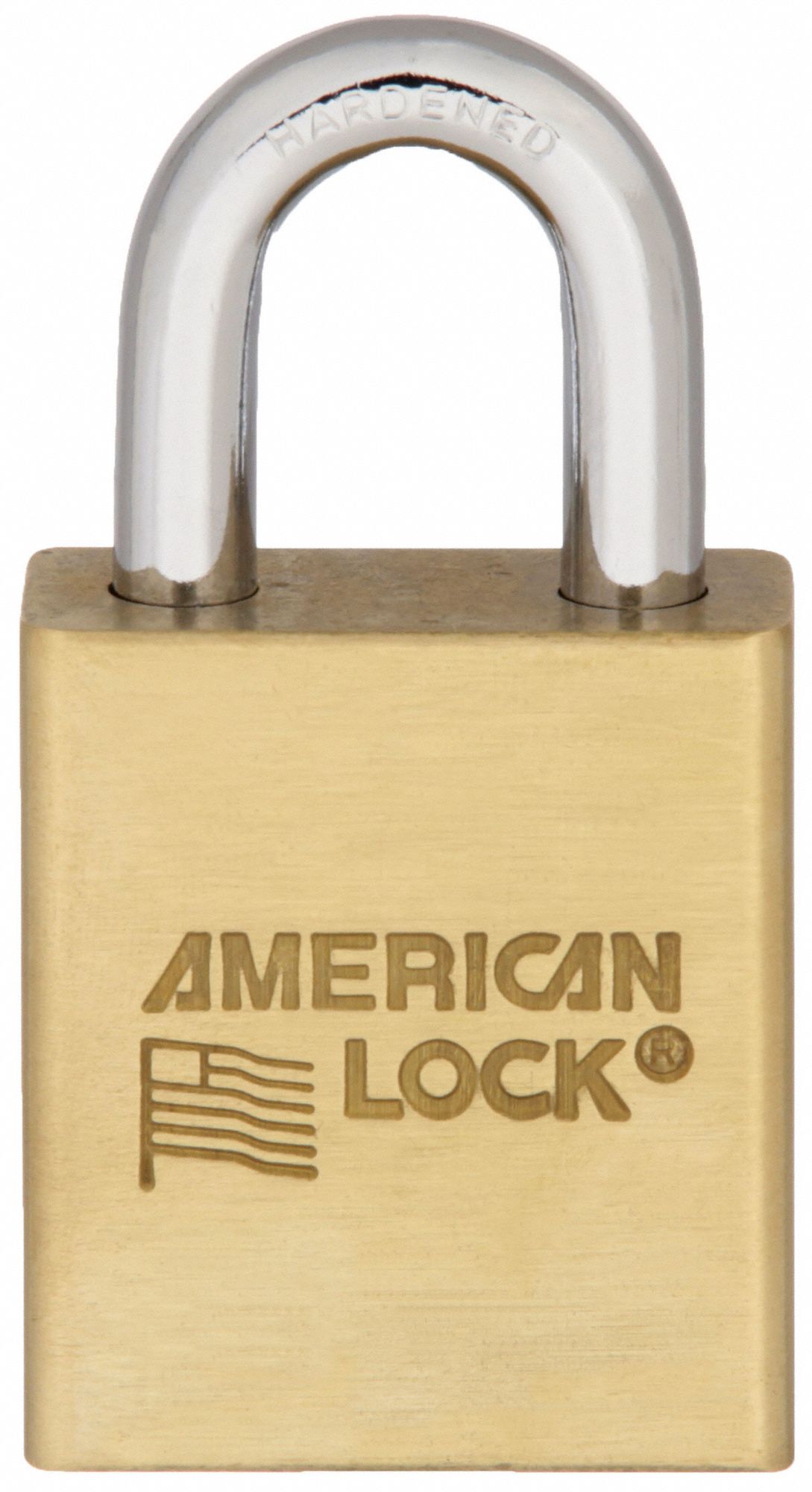 Padlock: Brass, Unfinished, Gold, Std Shackle, Boron Alloy, 1 1/8 in Vert Clearance