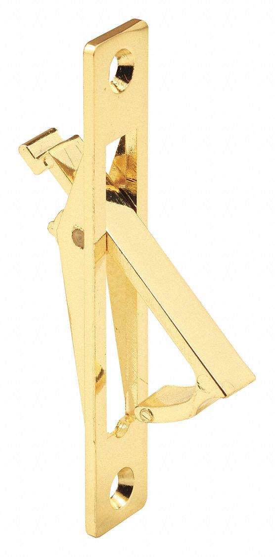 Edge Pull: Threaded Holes, Steel, Gold, Lever, 3 1/2 in Overall Lg, 1/4 in, Flat