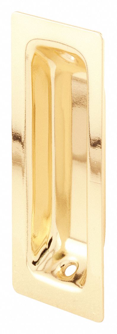 Tray Pull: Unthreaded Holes, Brass, Gold, Tray, 3 1/4 in Overall Lg, 1 PR