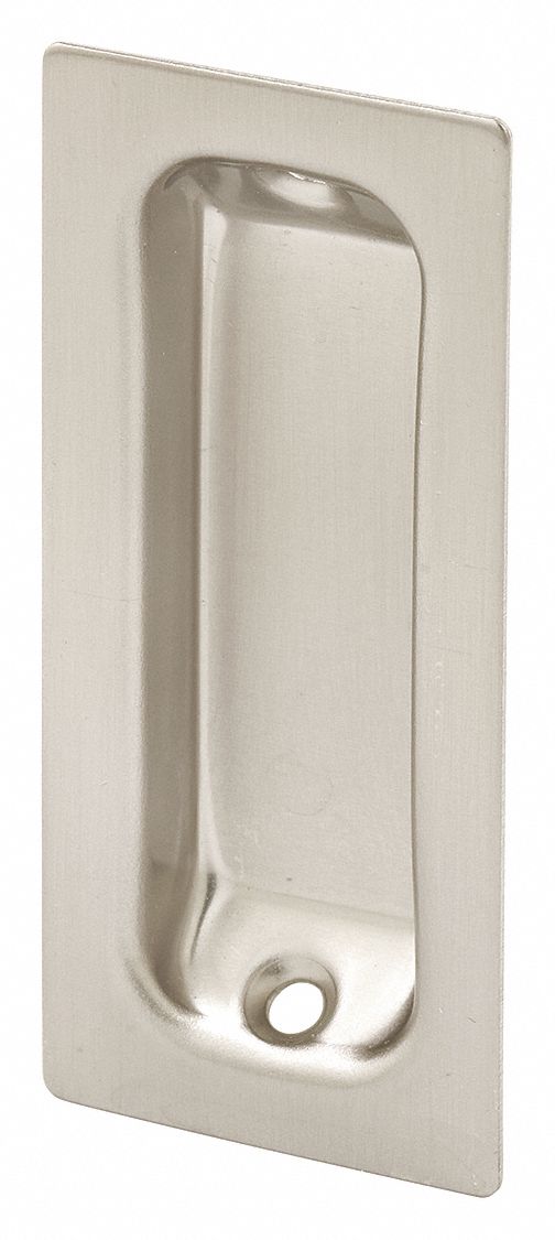 Tray Pull: Unthreaded Holes, Brass, Silver, Tray, 3 1/4 in Overall Lg, 1 PR