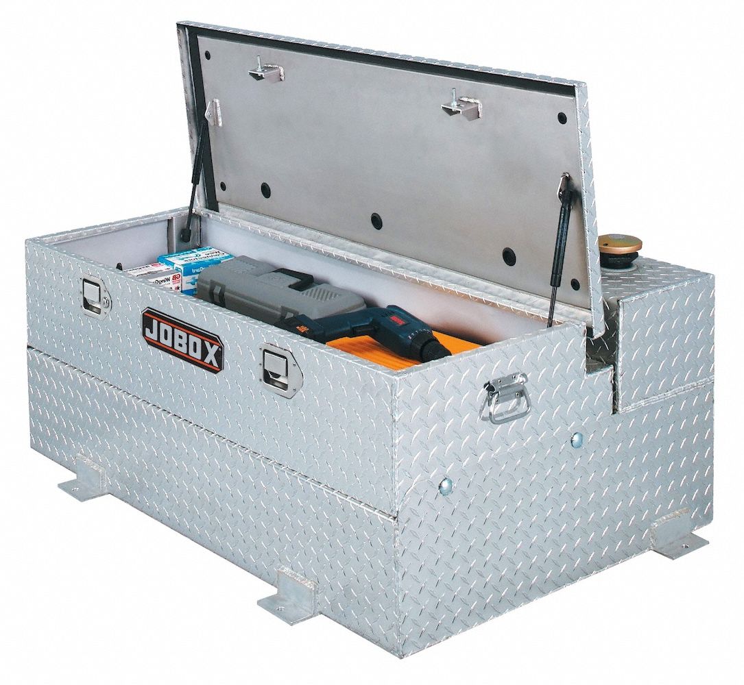 Transfer Tank: Silver, L-Shape, 74 gal Capacity, Aluminum, 0.125 ga Thick, Clearcoat