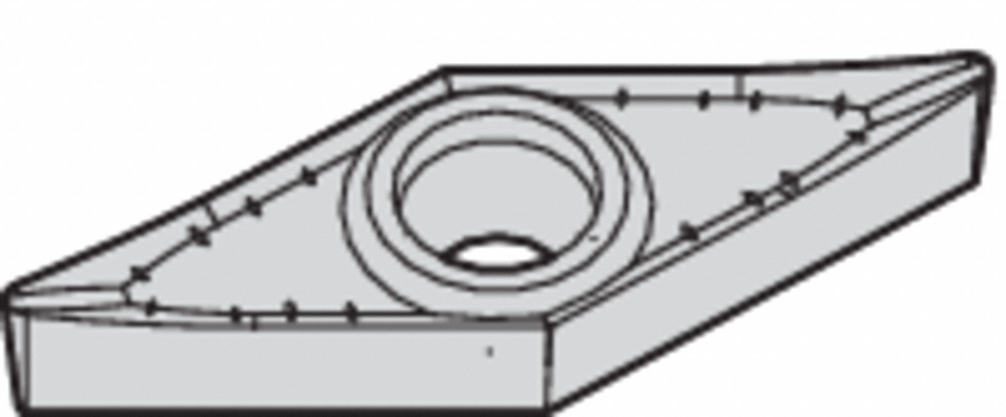 Diamond Turning Insert: VCGT Insert, Neutral, 1/8 in Thick, 0.0080 in Corner Radius, HWK15