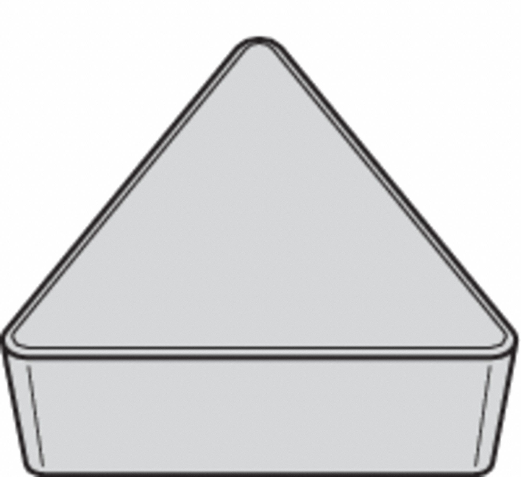 Triangle Turning Insert: 1/4 in Inscribed Circle, Neutral, 11° Clearance Angle, TiN, WK20CT