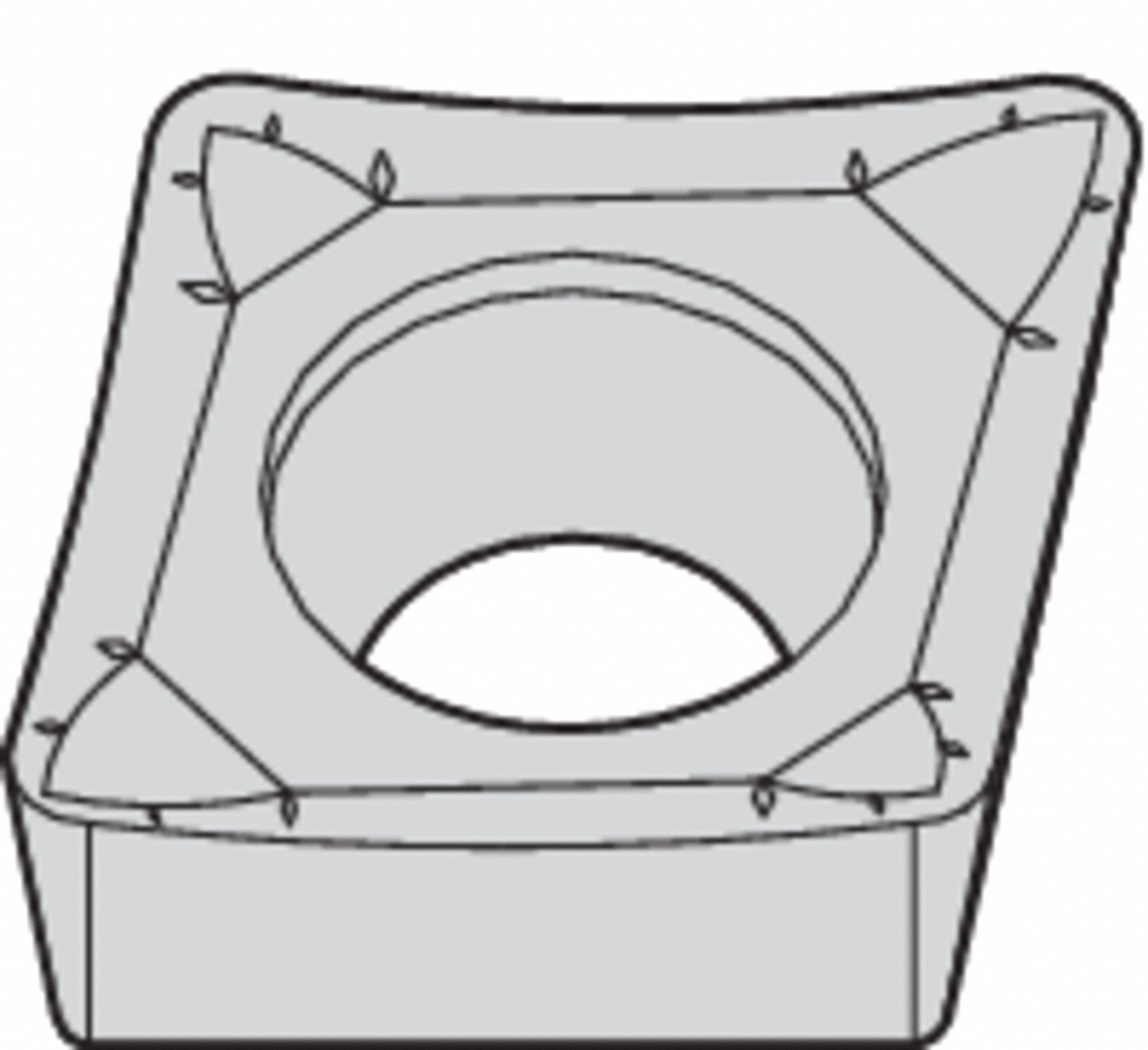 Diamond Turning Insert: CCGT Insert, Neutral, 3/32 in Thick, 0.0080 in Corner Radius, HWK15