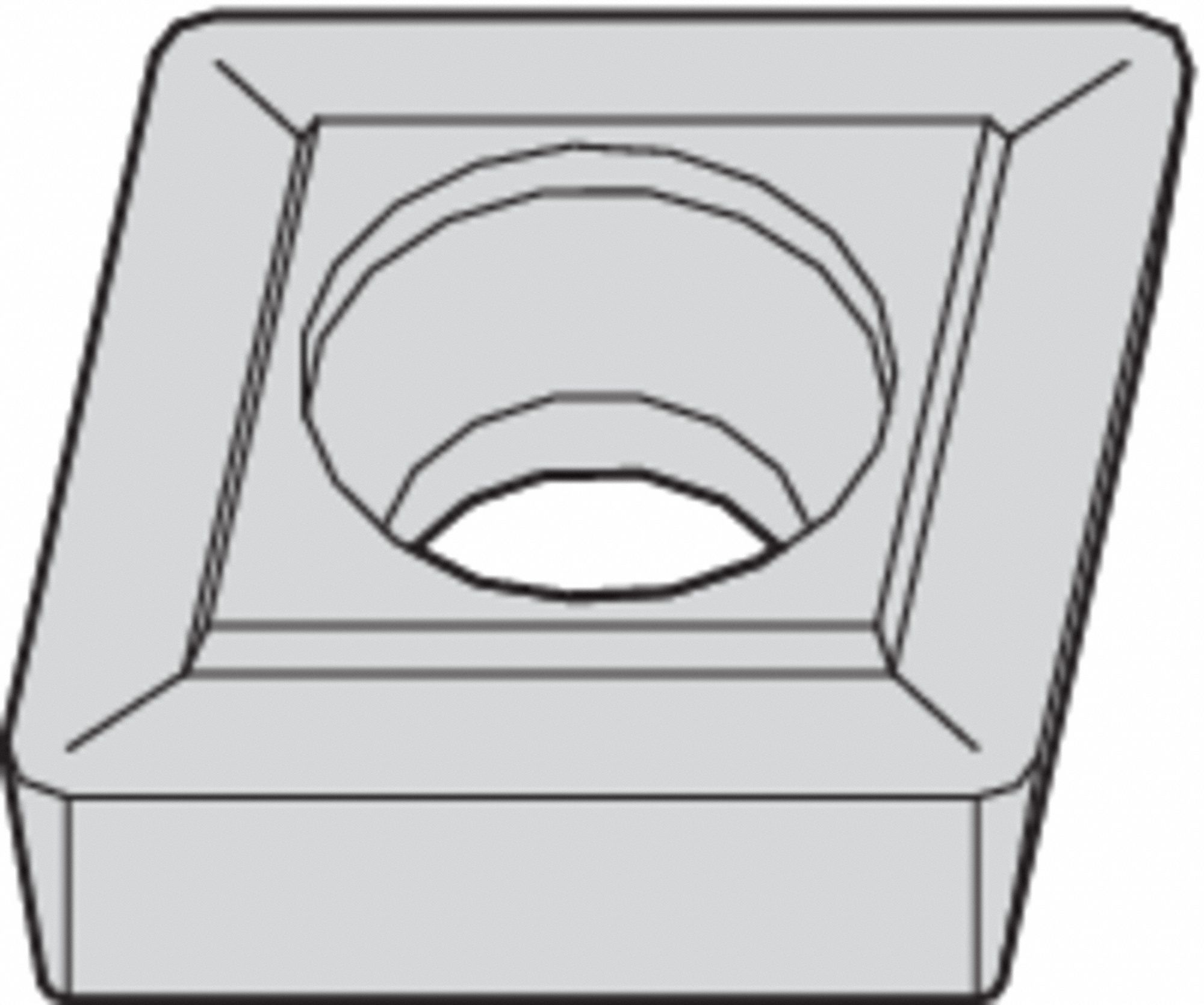 Diamond Turning Insert: CCMT Insert, Neutral, 1/8 in Thick, 1/64 in Corner Radius, THM