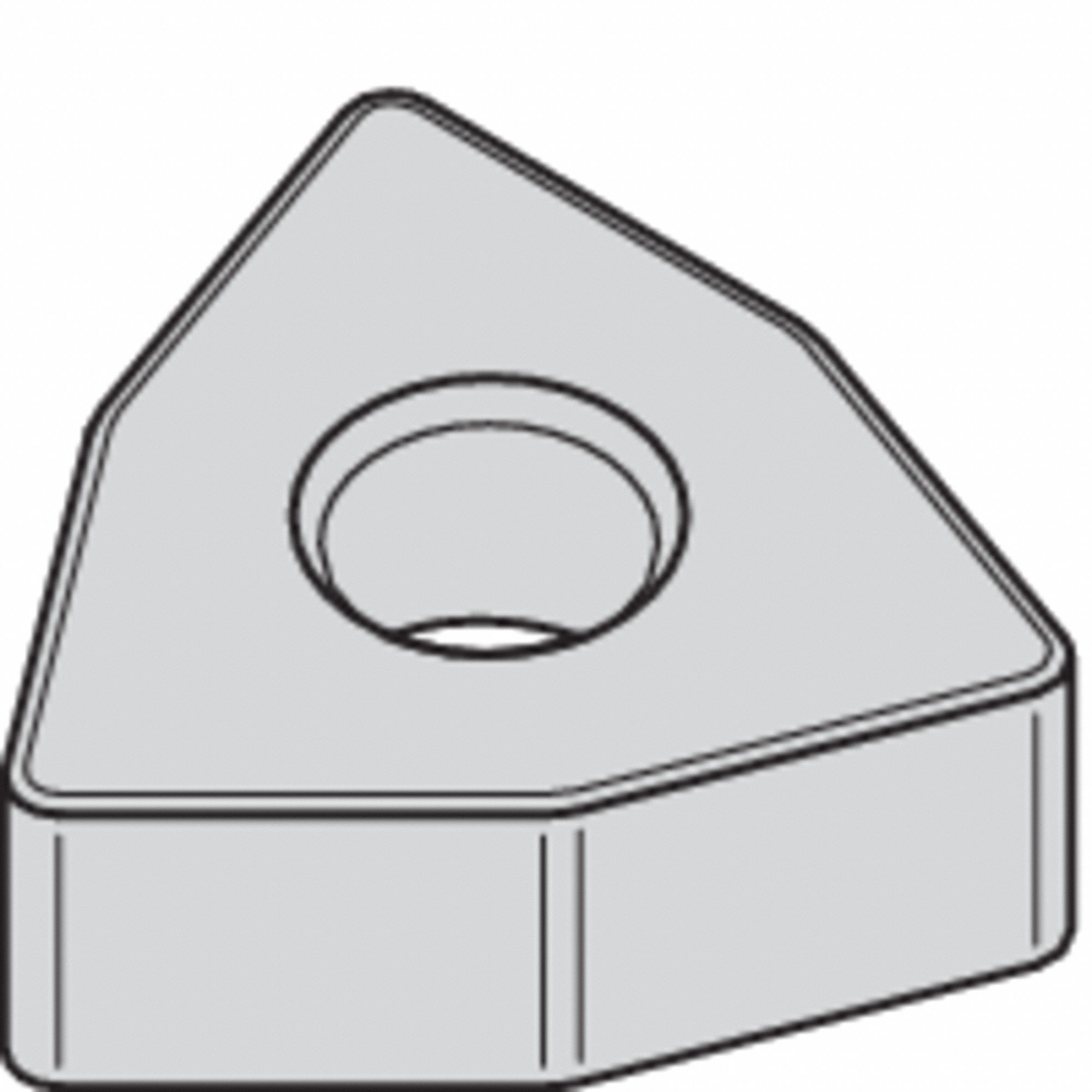 Turning Insert: 1/2 in Inscribed Circle, Silicon Nitride, Neutral, 3/16 in Thick, WNGA Insert