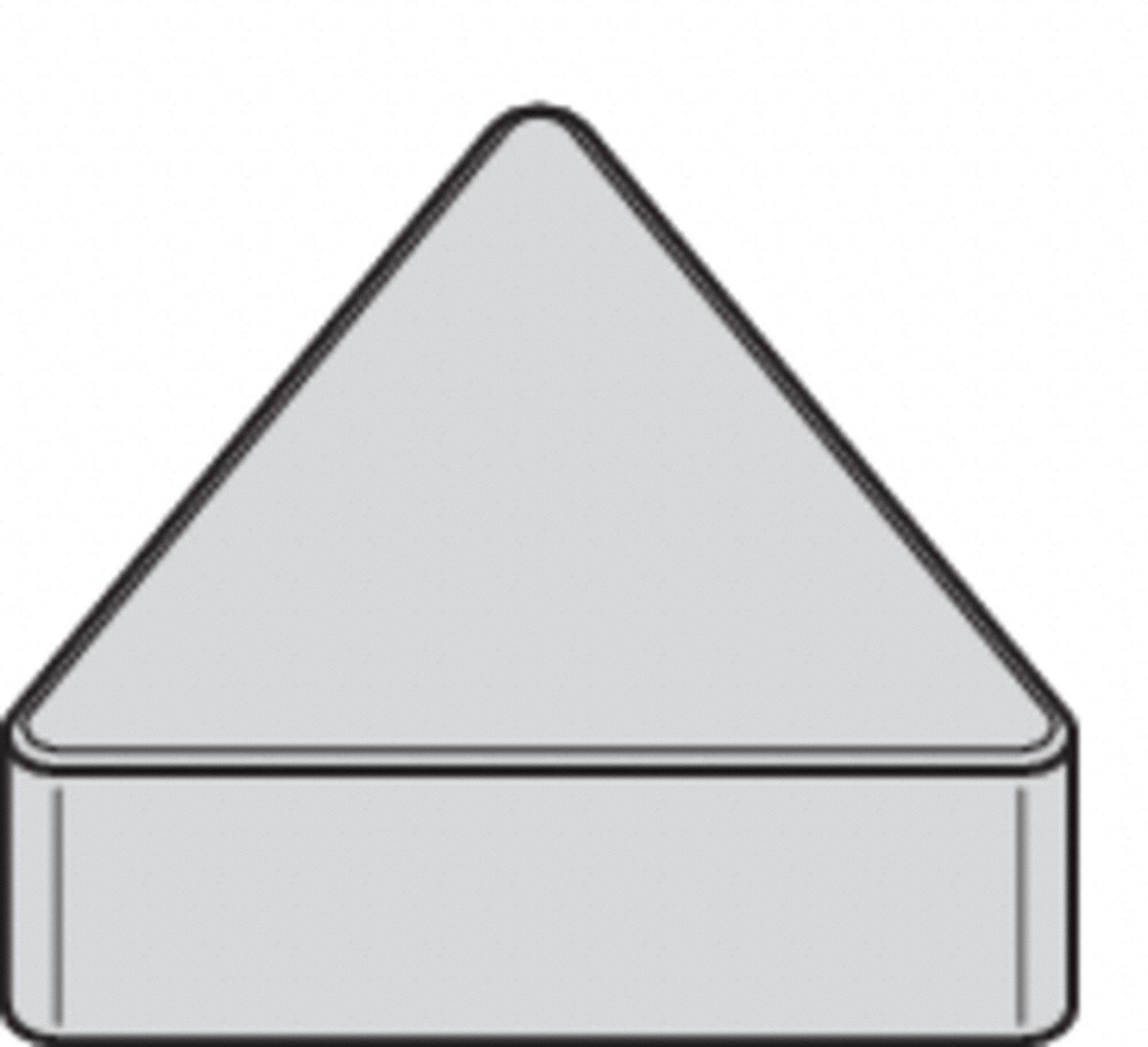 Triangle Turning Insert: 1/2 in Inscribed Circle, Alumina, Neutral, 0° Clearance Angle, CW2015