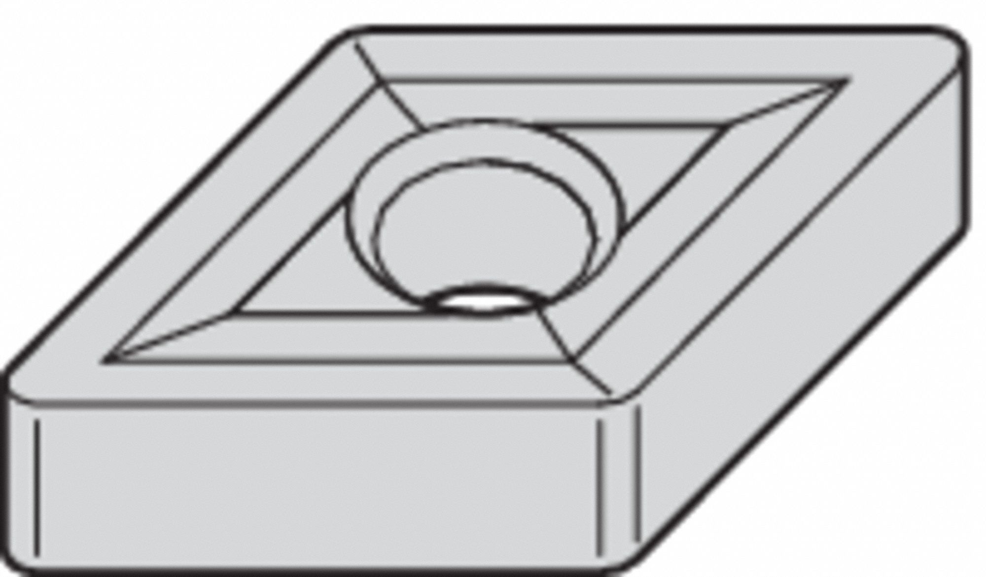 Diamond Turning Insert: DNGP Insert, Neutral, 3/16 in Thick, 0.0080 in Corner Radius, AlTiN