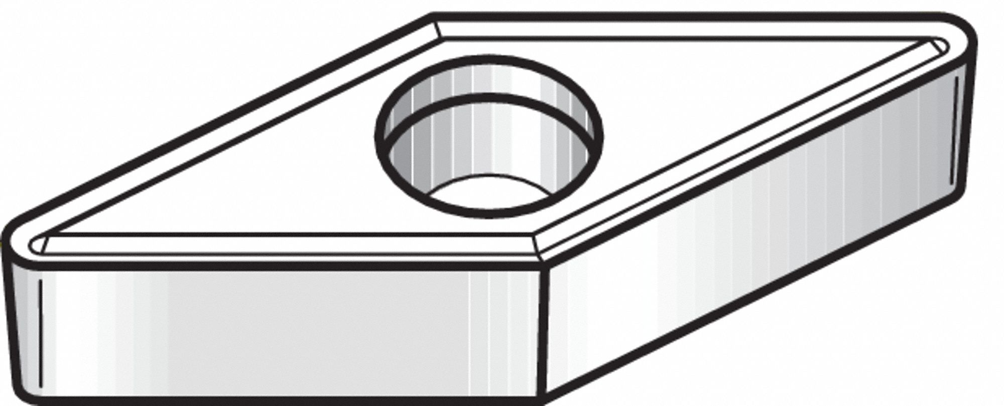 Diamond Turning Insert: VBMT Insert, Neutral, 1/8 in Thick, 1/64 in Corner Radius, TiN, TN10P