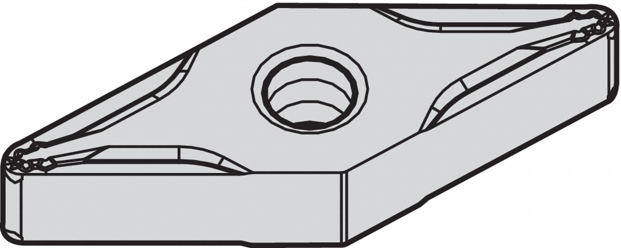 Diamond Turning Insert: VNMG Insert, Neutral, 3/16 in Thick, 1/32 in Corner Radius, TiN, TN10P