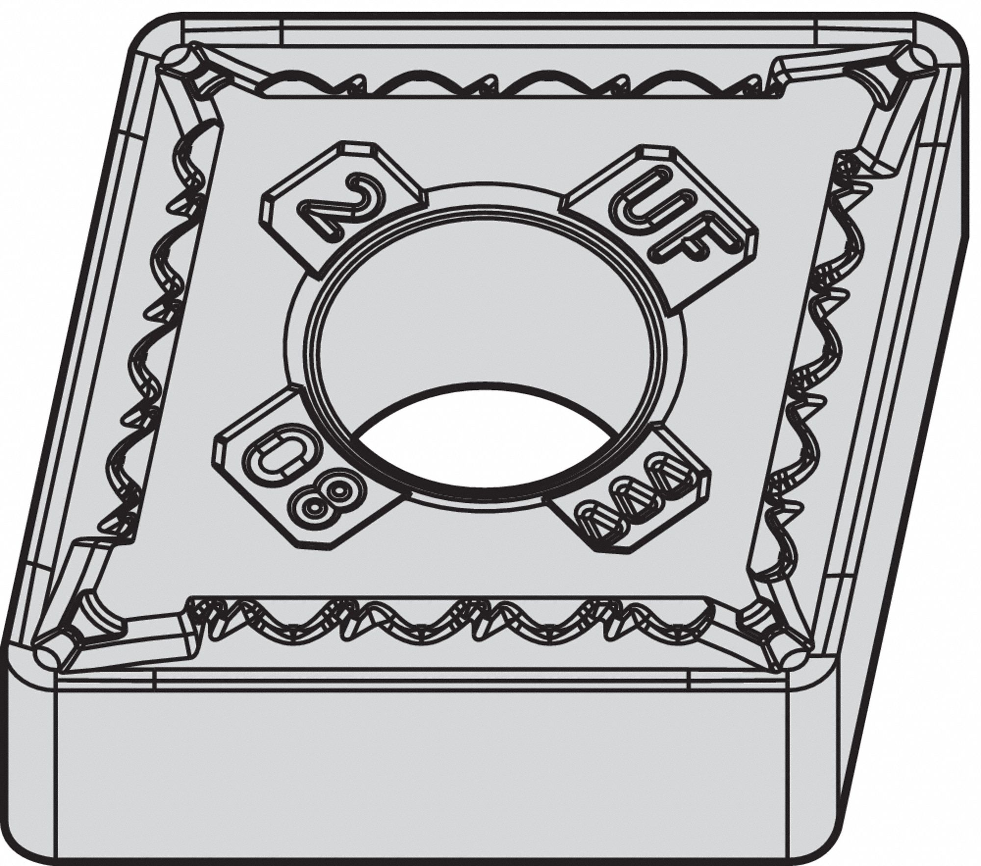 Diamond Turning Insert: CNMG Insert, Neutral, 3/16 in Thick, 1/32 in Corner Radius, AlTiSiN