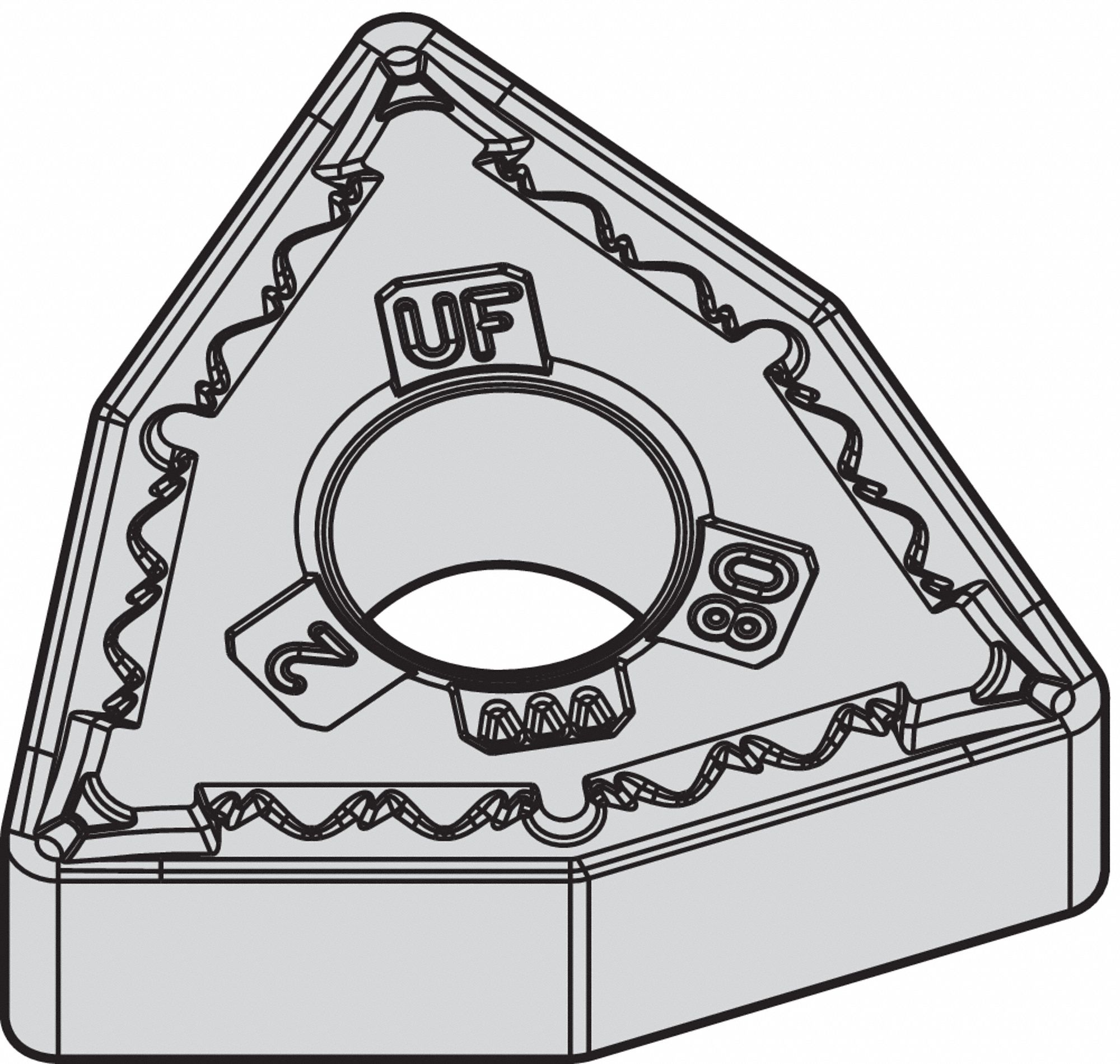 Turning Insert: 1/2 in Inscribed Circle, Neutral, 3/16 in Thick, UF Chip-Breaker, TiN, WM15CT