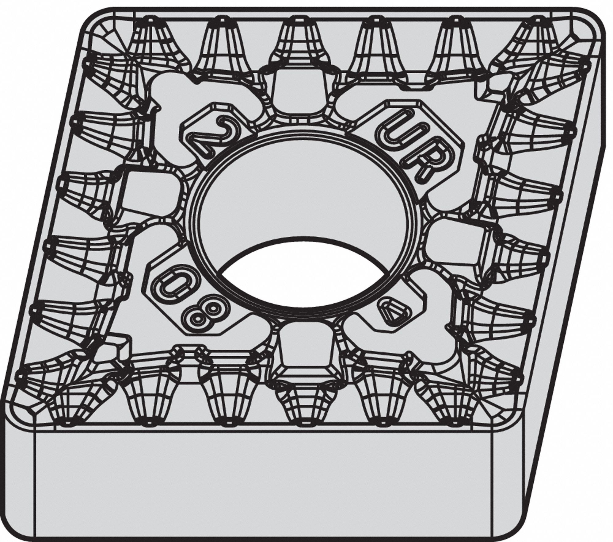 DIAMOND TURNING INSERT, CNMG, NEUTRAL, ¼ IN THICK, 3/64 IN CORNER RADIUS, TIN, WM35CT