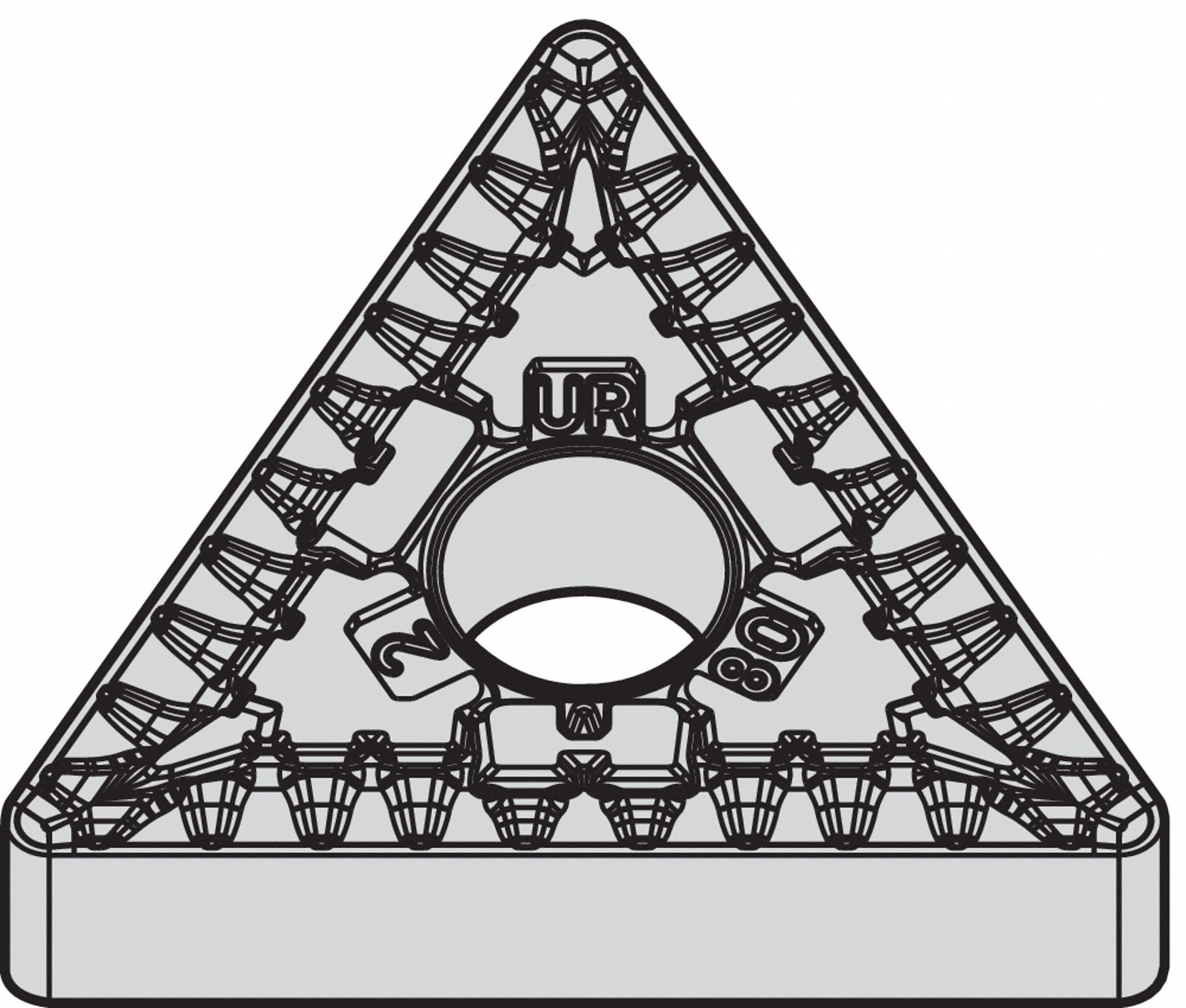 TRIANGLE TURNING INSERT, ⅝ IN INSCRIBED CIRCLE, NEUTRAL, UR CHIP-BREAKER, 0 °  CLEARANCE