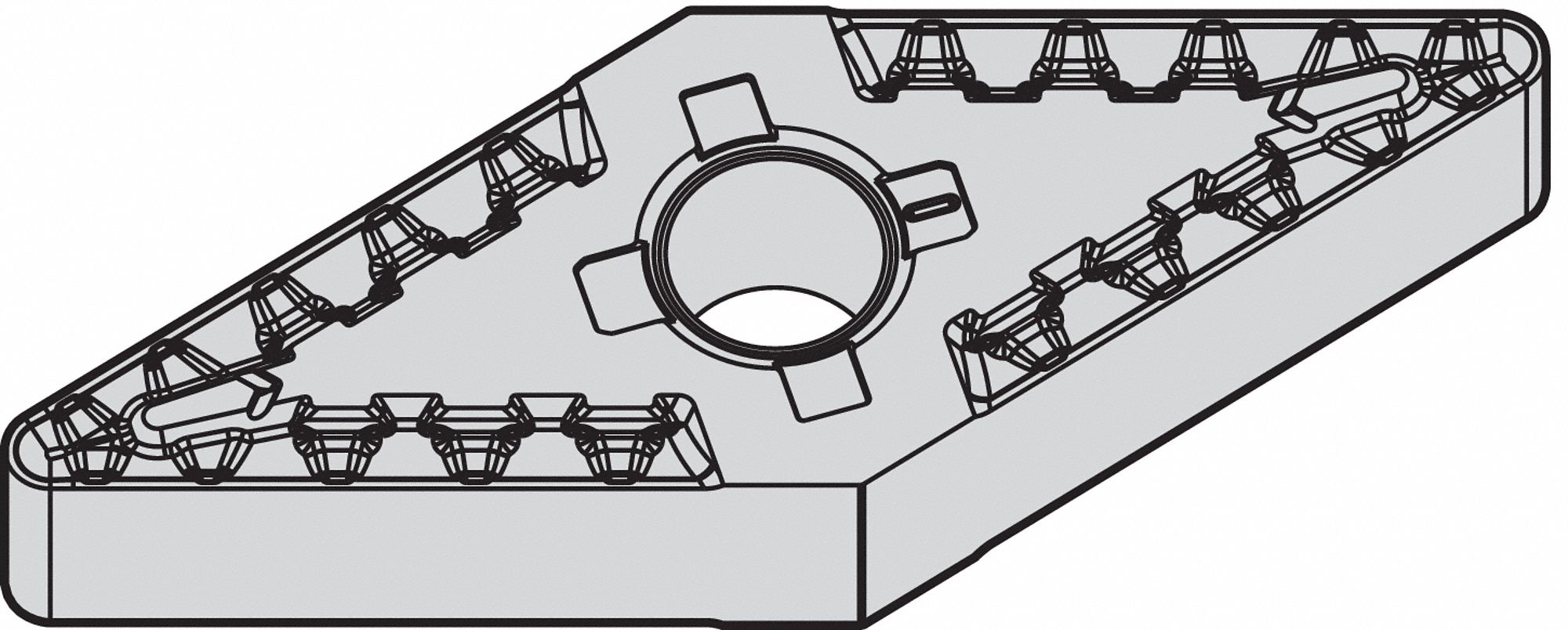 Diamond Turning Insert: VNMG Insert, Neutral, 3/16 in Thick, 1/32 in Corner Radius, TiN