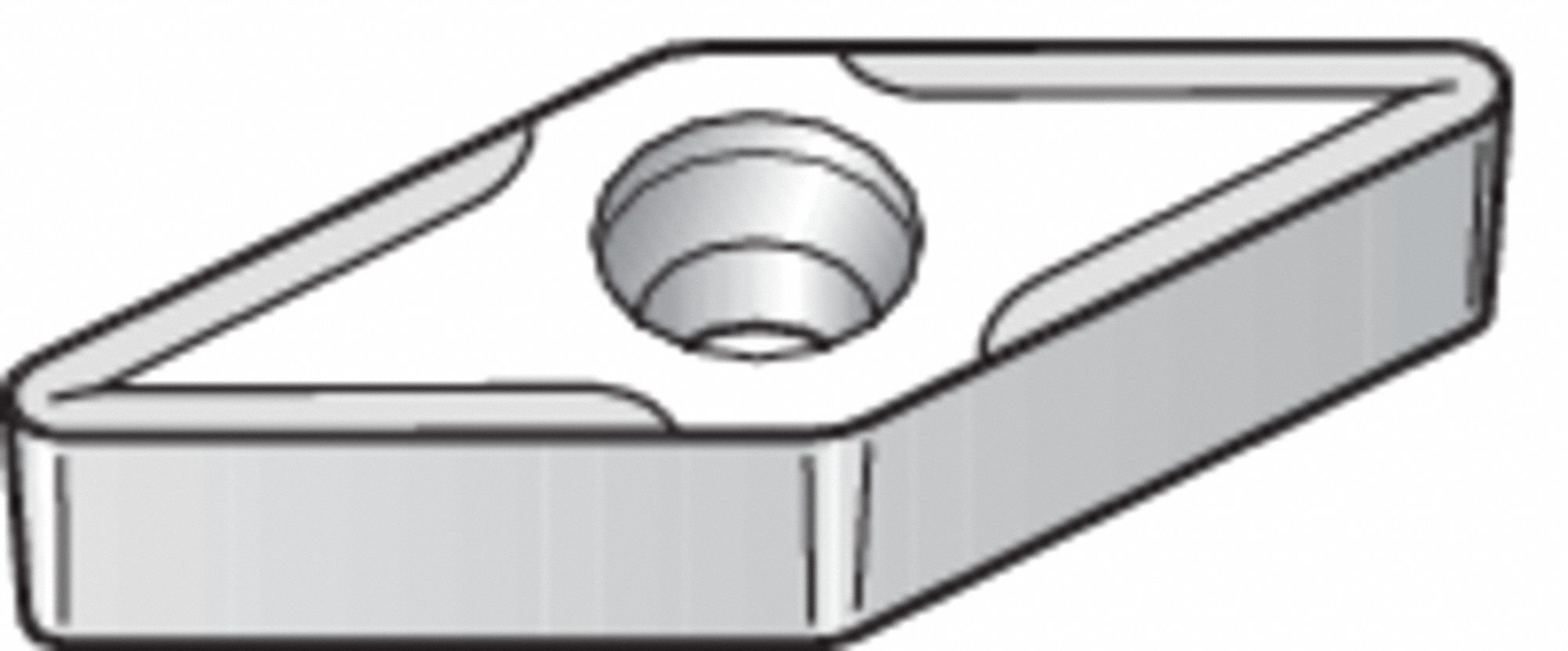 Diamond Turning Insert: VBMT Insert, Neutral, 3/16 in Thick, 1/32 in Corner Radius, TiN