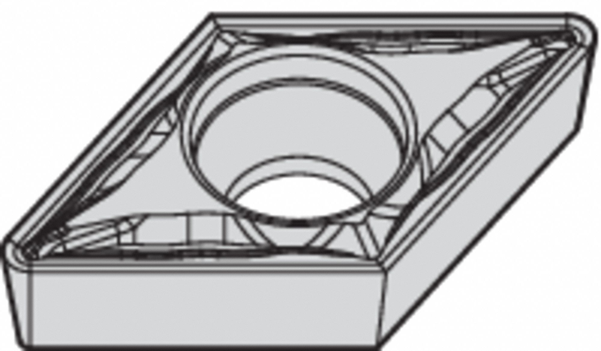 DIAMOND TURNING INSERT, DCMT, NEUTRAL, 5/32 IN THICK, 1/64 IN CORNER RADIUS, TIN