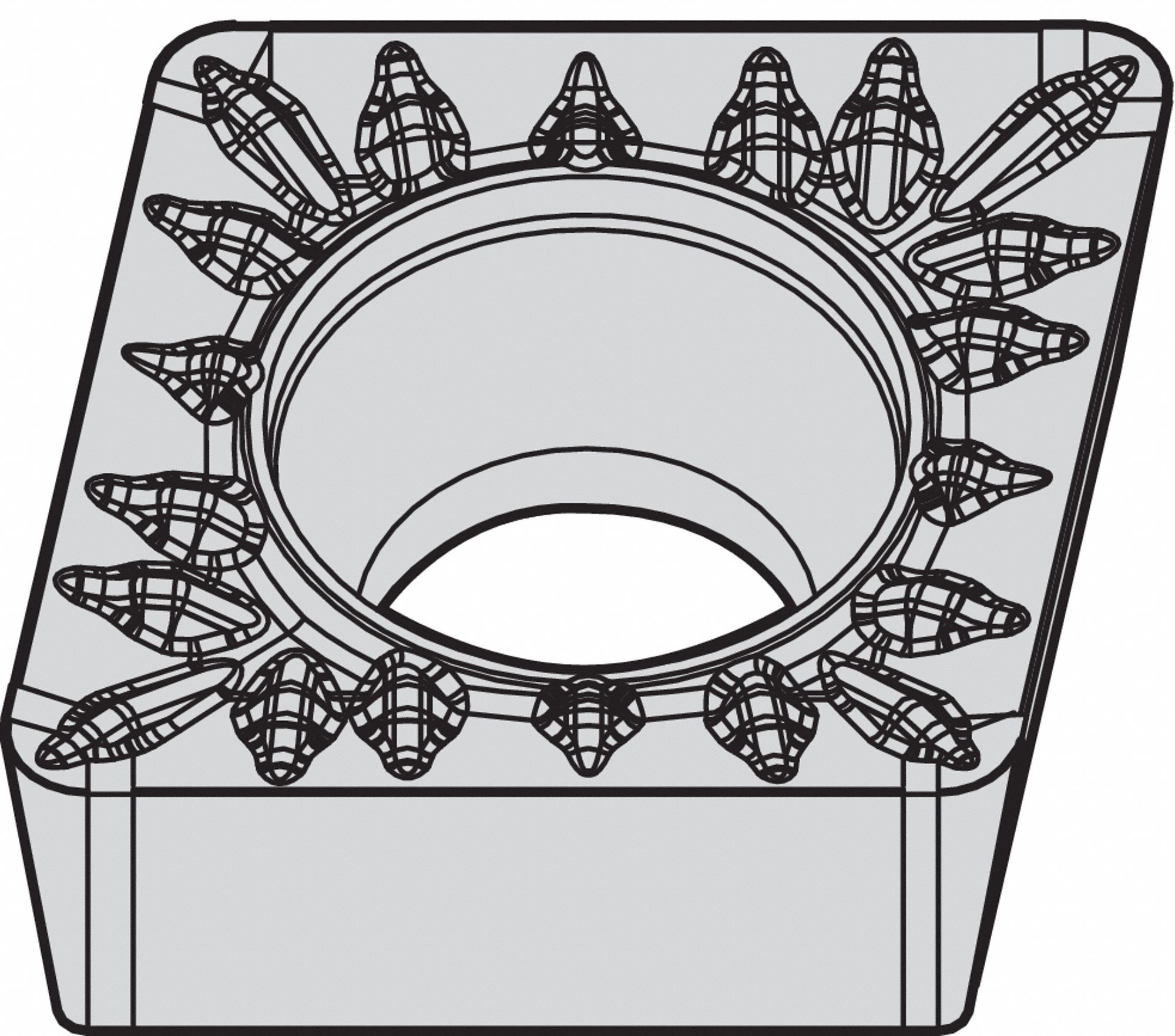 DIAMOND TURNING INSERT, CCMT, NEUTRAL, 3/16 IN THICK, 3/64 IN CORNER RADIUS, TIN
